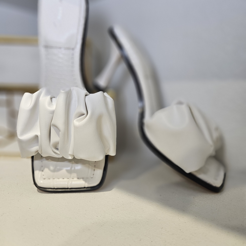Circus by Sam Edelman Elegant White Ruched Mule Heels
